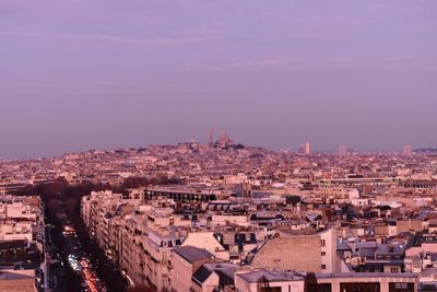 High angle view of buildings in city