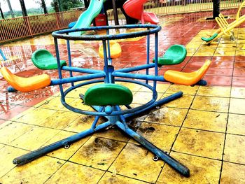 High angle view of chain swing ride