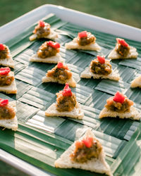 High angle view of food on table