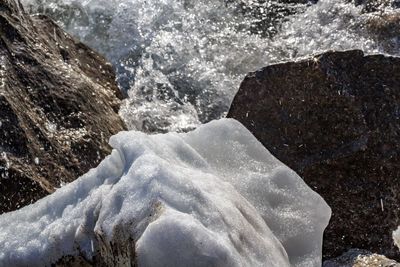 Close-up of frozen water