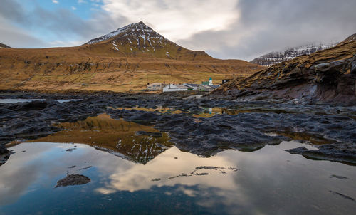 Scenic view of gjógv,  it is a village located on the northeast tip of the island of eysturoy