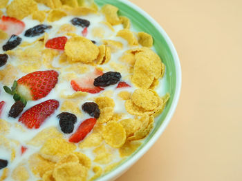 Close-up of fresh breakfast in bowl