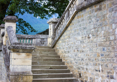 Low angle view of staircase against building