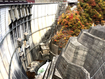 High angle view of dam against sky