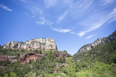 Rock formations on landscape against sky