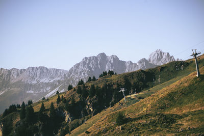 Scenic view of mountains against clear sky