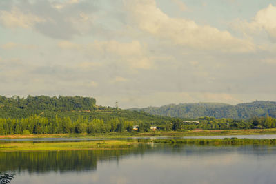 Scenic view of lake against sky