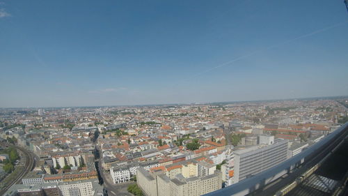 High angle shot of townscape against sky