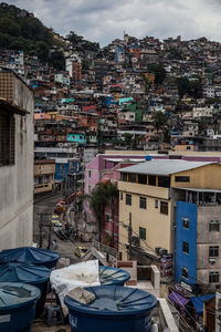 High angle view of townscape against sky