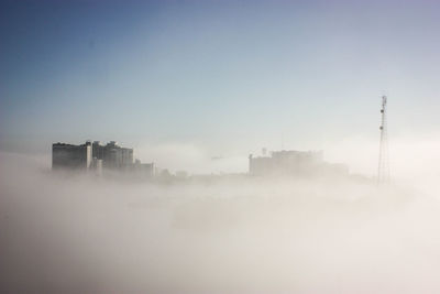 Buildings in foggy weather