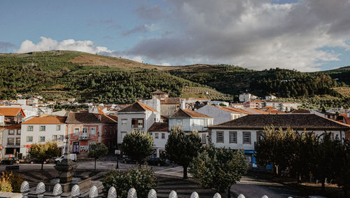High angle view of townscape against sky