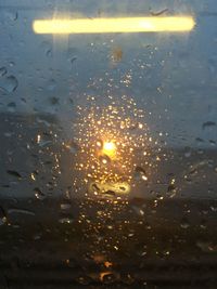 Close-up of wet window during rainy season