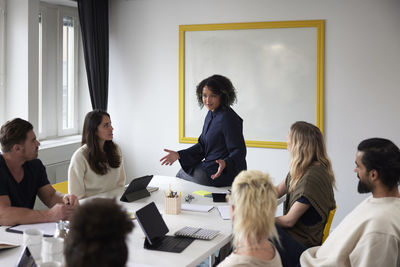 Diverse team having business meeting in conference room