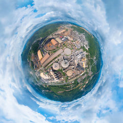 Digital composite image of building against sky