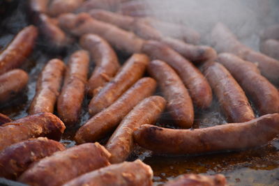 Close-up of meat on barbecue grill