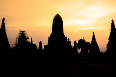 Silhouette of temple at sunset