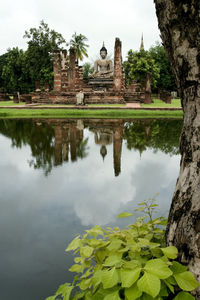 Reflection of temple in lake