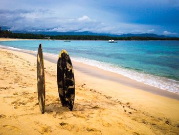 Scenic view of beach against sky