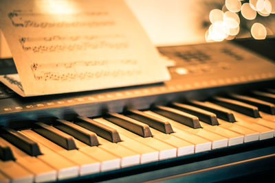 Close-up of piano keys