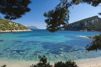 Scenic view of sea against clear sky