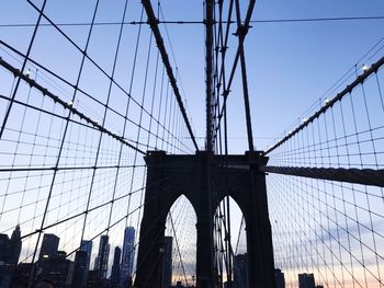 Low angle view of suspension bridge