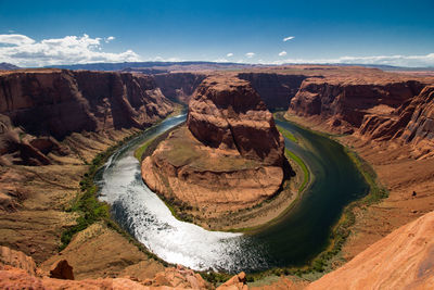 Aerial view of rock formations against sky