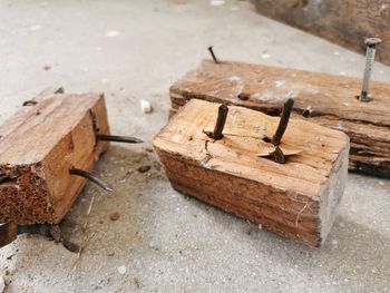 High angle view of firewood