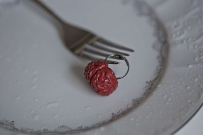 High angle view of dessert in plate
