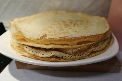 Close-up of pancake on plate