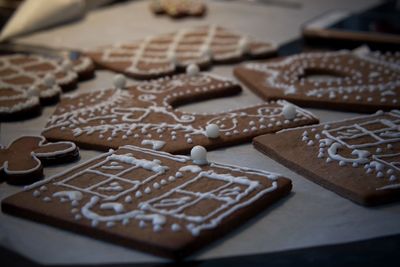 Close-up of gingerbread cookies on table