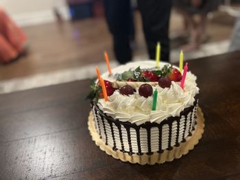 Close-up of cake on table for new years 