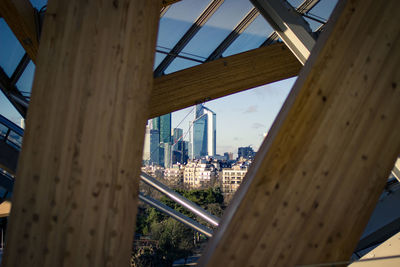 Bridge over buildings in city