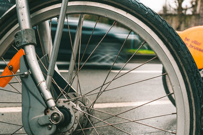 Close-up of bicycle wheel