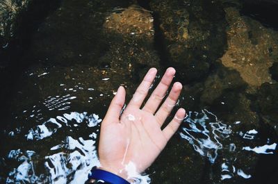 Cropped hand in water