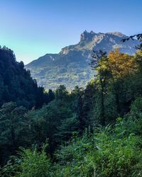 Scenic view of mountain against clear sky