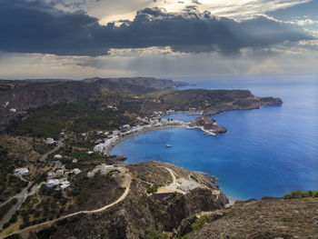 Nice view to a bay with blue ocean in greece