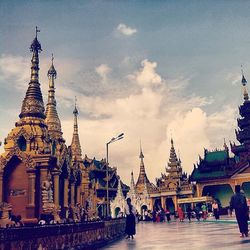 Low angle view of temple against sky