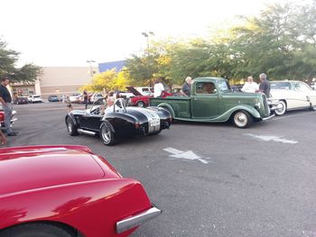 Cars parked on road