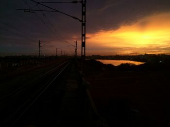 Railroad track at sunset