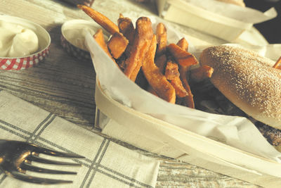 High angle view of food on table