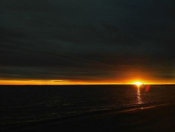 Scenic view of sea against sky at sunset