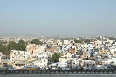 High angle view of townscape against sky