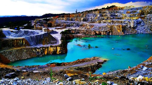 Scenic view of lake against sky