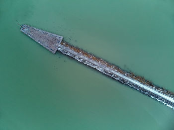 High angle view of ship against sea