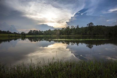 Scenic view of lake against sky