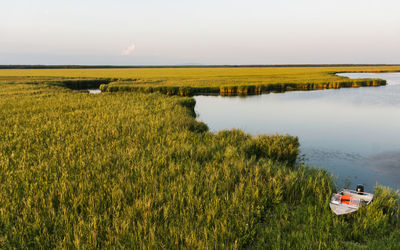 Scenic view of lake against sky