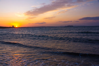 Scenic view of sea against sky during sunset