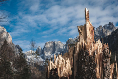 Panoramic view of rocky mountains against sky