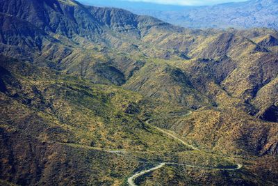 High angle view of dramatic landscape