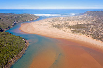 High angle view of beach against sky